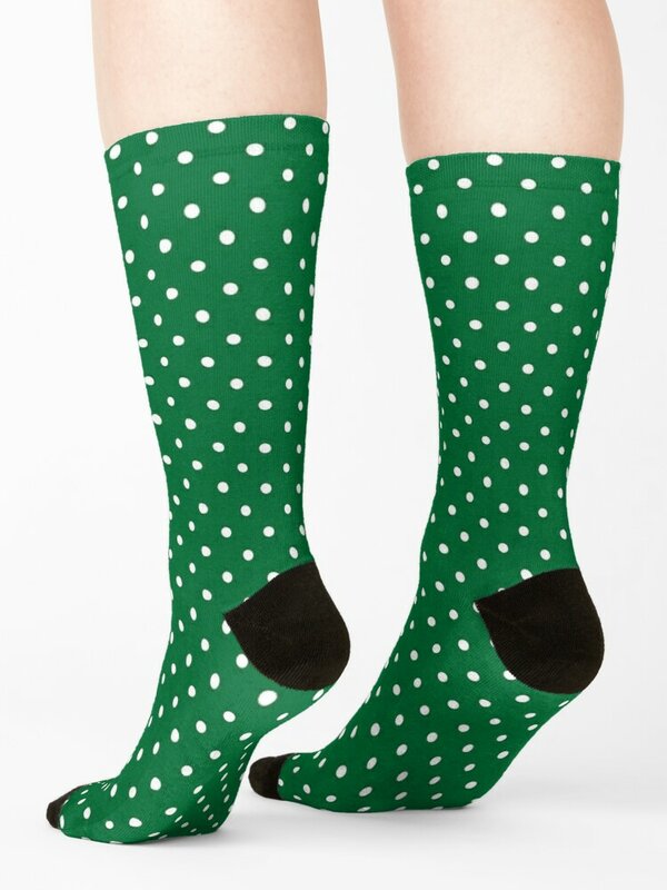 Kaus kaki pola Polka Dot hijau, kaus kaki wanita mewah hip hop kartun, kaus kaki motif Polka Dot hijau untuk pria dan wanita