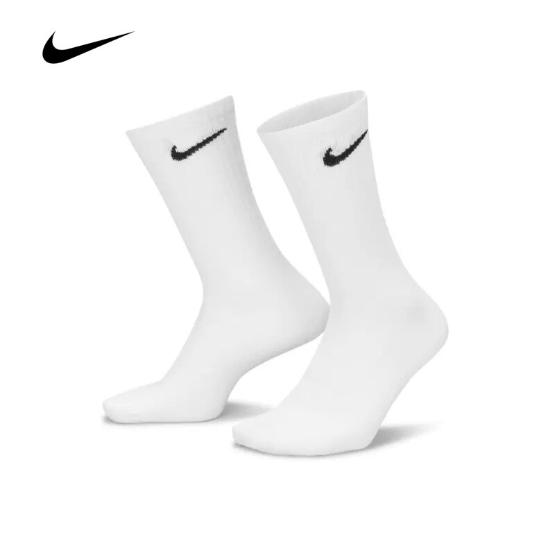 Оригинальные повседневные легкие спортивные носки Nike унисекс, размеры s, M, en и женские, 3 пары, белые носки со шлейфом средней длины, размеры S, M, L, XL, SX7676