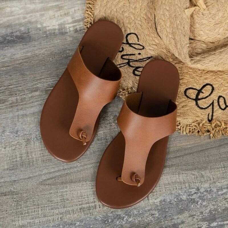 New Women Slippers Outside Casual Beach Woman Shoes Summer Flats Flip Flop Sandals Walking Clip Toe Rome Buckle Ladies Slides