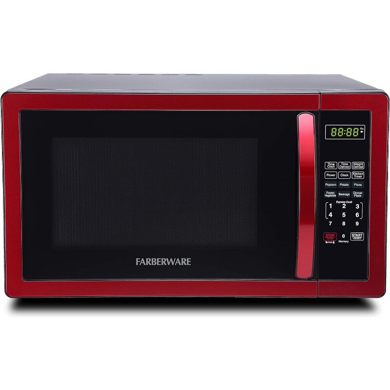 Farberware meja Microwave 1000 watt, 1.1 cu ft-Oven Microwave dengan lampu LED dan kunci anak