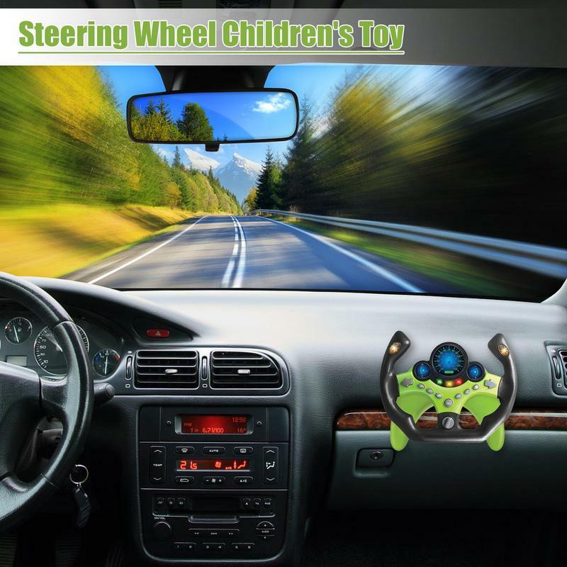 Volante interactivo de conducción para niños pequeños, volante para asiento trasero, juego y conducción, juguete para niños con luz y