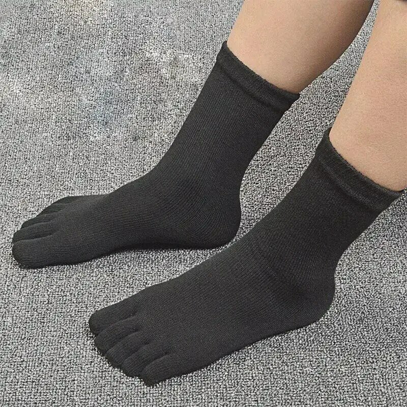 Meias de cinco dedos para homens, meias Tabi Toe, meias de algodão confortáveis, suor respirável, desodorante, meia esportiva antibacteriana, 5 pares