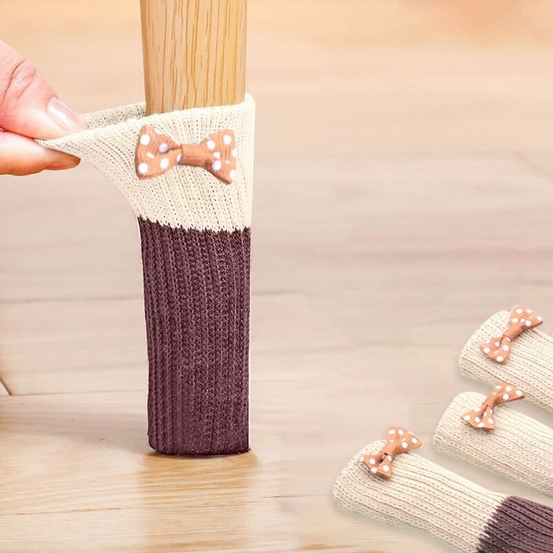 4 pezzi calzini per mobili sedia calzini elastici lavorati a maglia antiscivolo piedini per gambe per sedie imbottiture piedini per tavolo cappellino per mobili stivaletti per pavimento