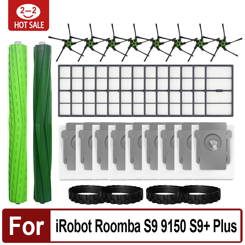 Bolsas de eliminación de suciedad para iRobot Roomba s9 (9150) s9 + s9 Plus (9550) Serie s, piezas de cepillos de rodillo, filtro de cepillo lateral