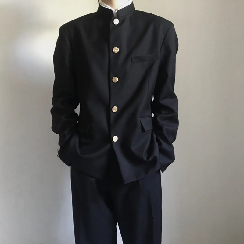 Jaqueta japonesa de uniforme universitário masculina, terno de gola alta, casaco de tendência do vento, top escolar, primavera, verão