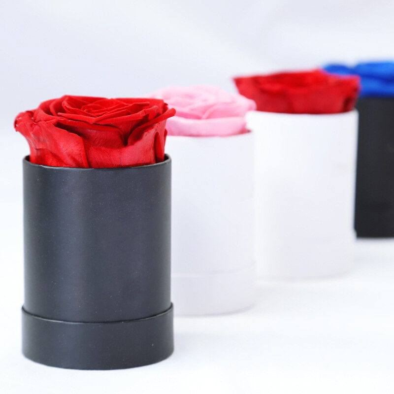 Boîte-cadeau cylindrique à fleurs, 6.5x7.5cm, forme ronde, bouquet, mariage, Saint Valentin, DIY, E27, HDPE27