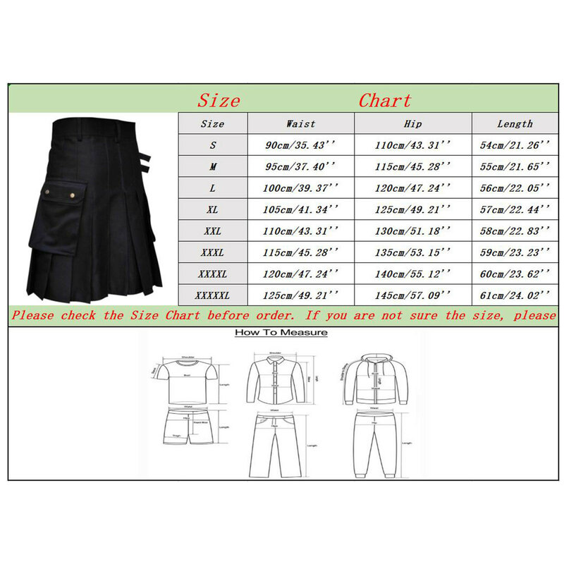 Wysokiej jakości 2023 moda męska fajne kieszonkowe kilty jednolity kolor gotycki Kilt Vintage wojownik Cargo Kilt pas metalowy plisowana spódnica