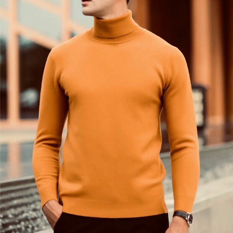 MRMT 2024 baru Sweater Turtleneck Pria tetap hangat Pullover ketat atasan tren pakaian rajut pemuda untuk pria