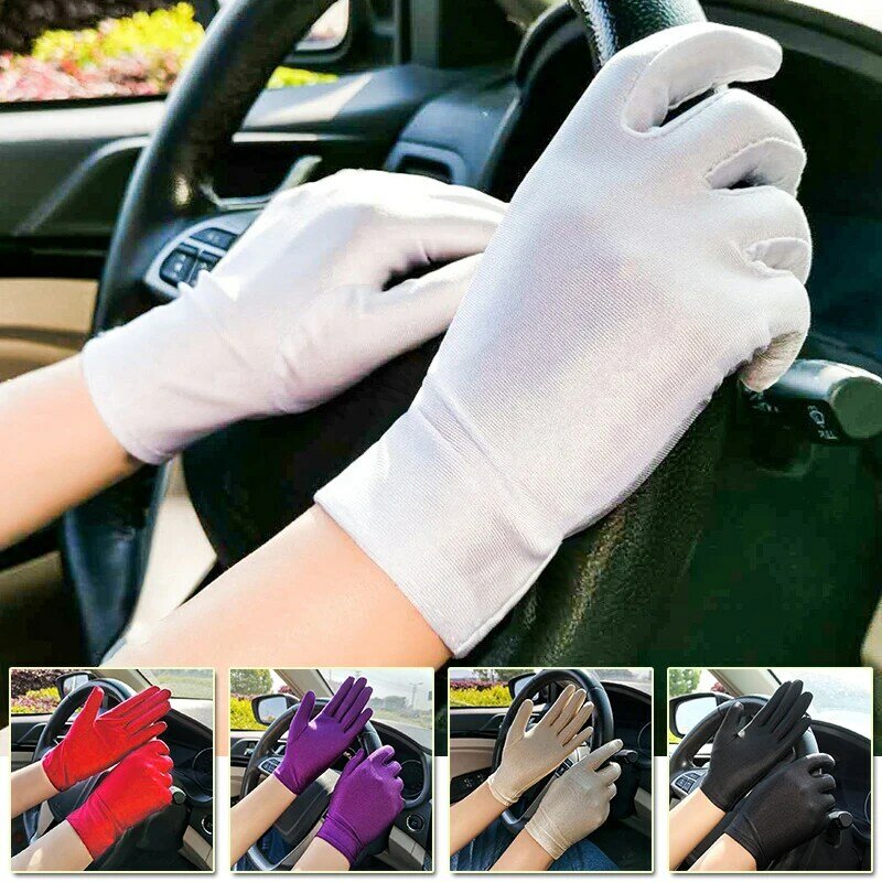 Damskie rękawiczki na lato z filtrem przeciwsłonecznym rękawiczki do jazdy kobiet cienka bawełna słodki jednolity kolor antypoślizgowy ekran dotykowy oddychający Перчатки