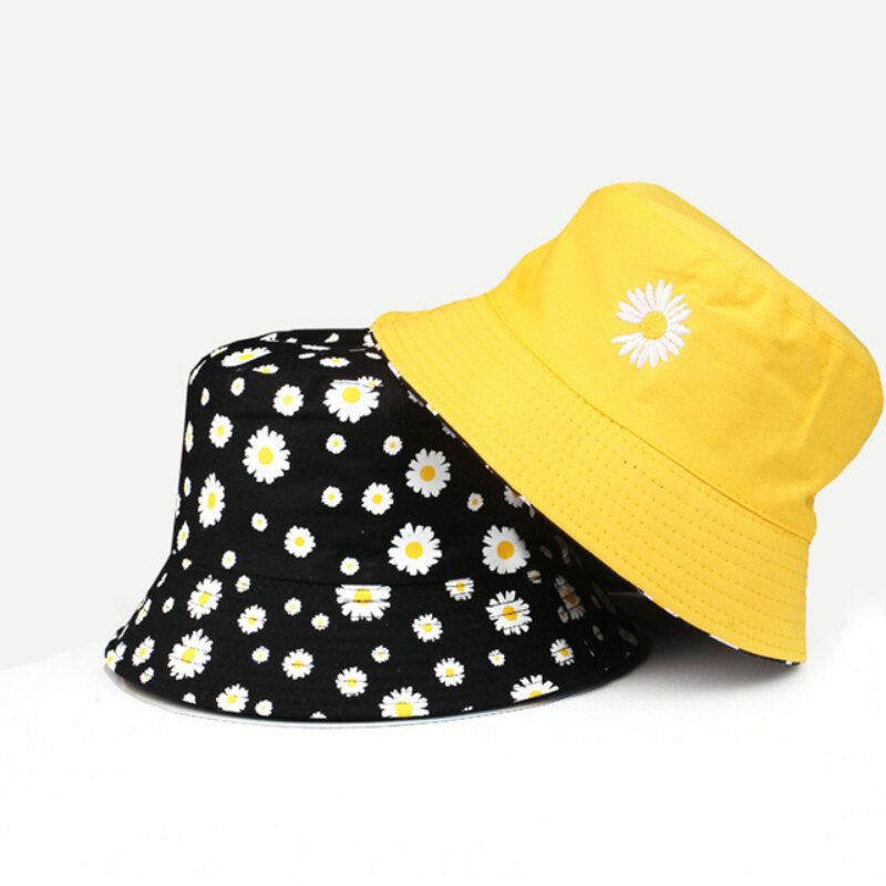 Breathable Flower Pint Bucket Hats Reversible Foldable Sun Protection Fisherman Hat For Men Women Summer Sports Hiking Bob Cap