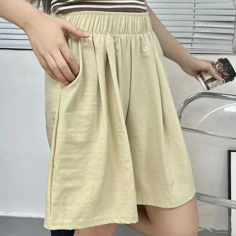 Japan Style Shorts for Women Loose Solid Elastic Waist Fashion Thin Clothing All-match Summer Students Comfortable Prevalent