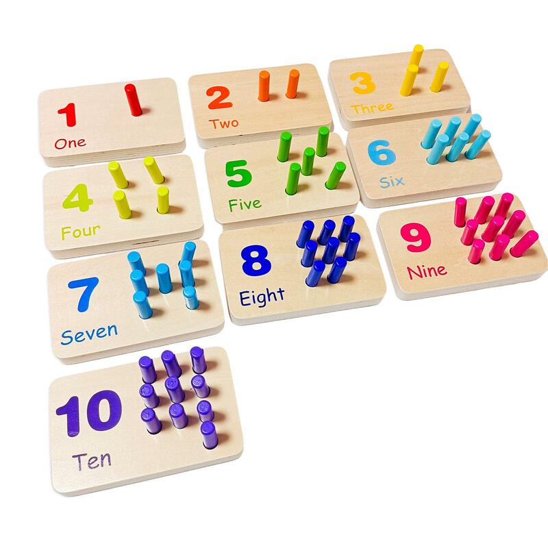 Wooden Peg Number Board Early Learning Preschool Montessori Toys Math Materials for Preschool Children Babies Toddler Kids