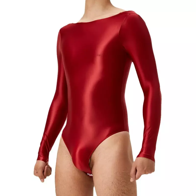 Versteckte Schnalle offener Schritt Bodysuit lang ärmel ige rücken freie sexy Damen strumpfhose Bonbon farbe dünn transparent durchsichtig Trikot
