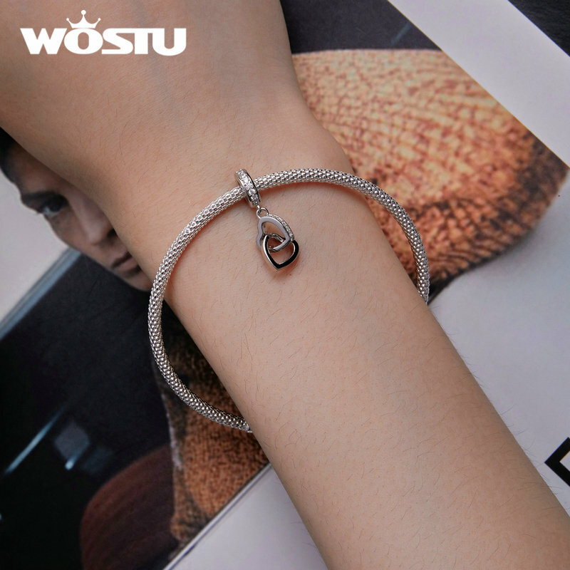 WOSTU – breloques creuses Vintage en argent Sterling 925 pour femmes, pendentif coupé en perles de diamant, adapté aux bracelets et colliers originaux, fabrication de bijoux