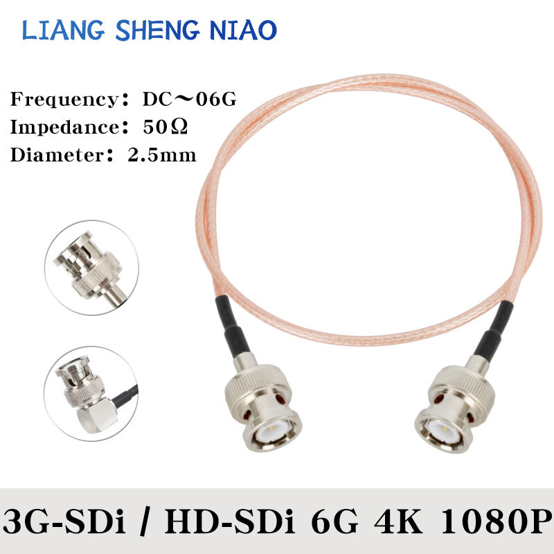 Kabel RG179 3G-SDi HD SDi 4K 1080P kabel koaksial definisi tinggi BNC laki-laki ke BNC colokan laki-laki konektor kamera Video SDI Camcorder