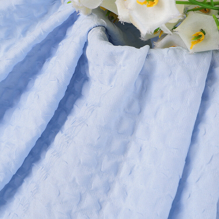 Tela compuesta con relieve texturizado de flores de espuma de rejilla de diamante, primavera y verano, vestido de camisa, traje, nuevo
