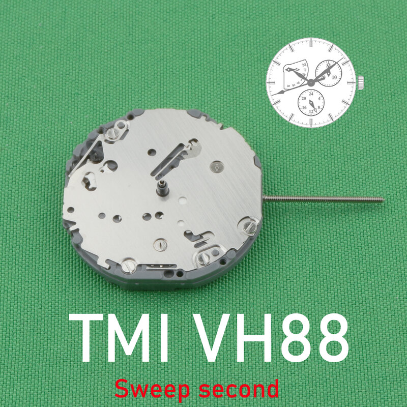 TMI VH88 movement Sweep second Multi-eye (day, date, 24 hr) JAPAN quartz movement VH88B movementsmall hands at 3/6/9