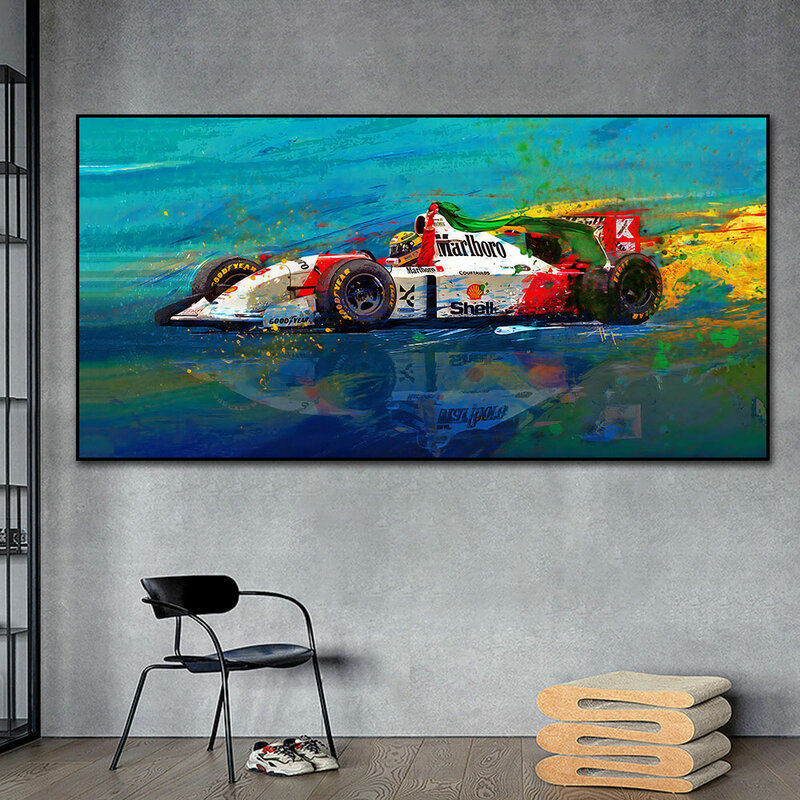 Ayrton senna f1 cartazes fórmula 1 legenda impressões em tela de corrida pintura do carro arte da parede imagem para o quarto decoração motorsport fã presentes