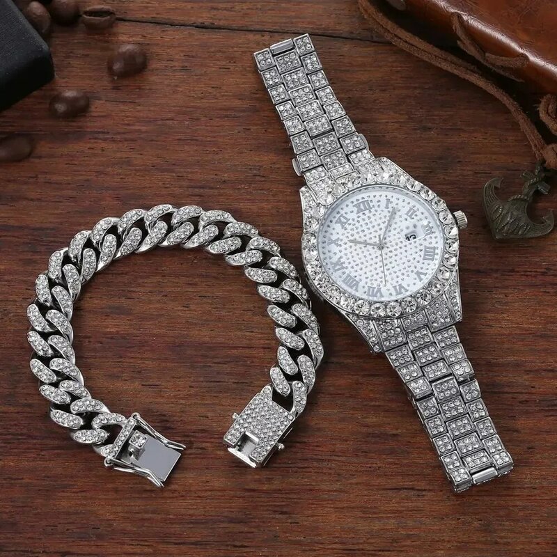 Montre-bracelet en diamant pour hommes et femmes, montre-bracelet en or pour dames, biscuits de luxe, montre-bracelet unisexe, horloge féminine