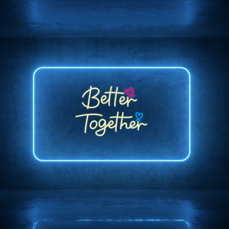 Better Together-señal de neón LED personalizable con letras en forma de corazón, decoración artística, luz de amor para boda