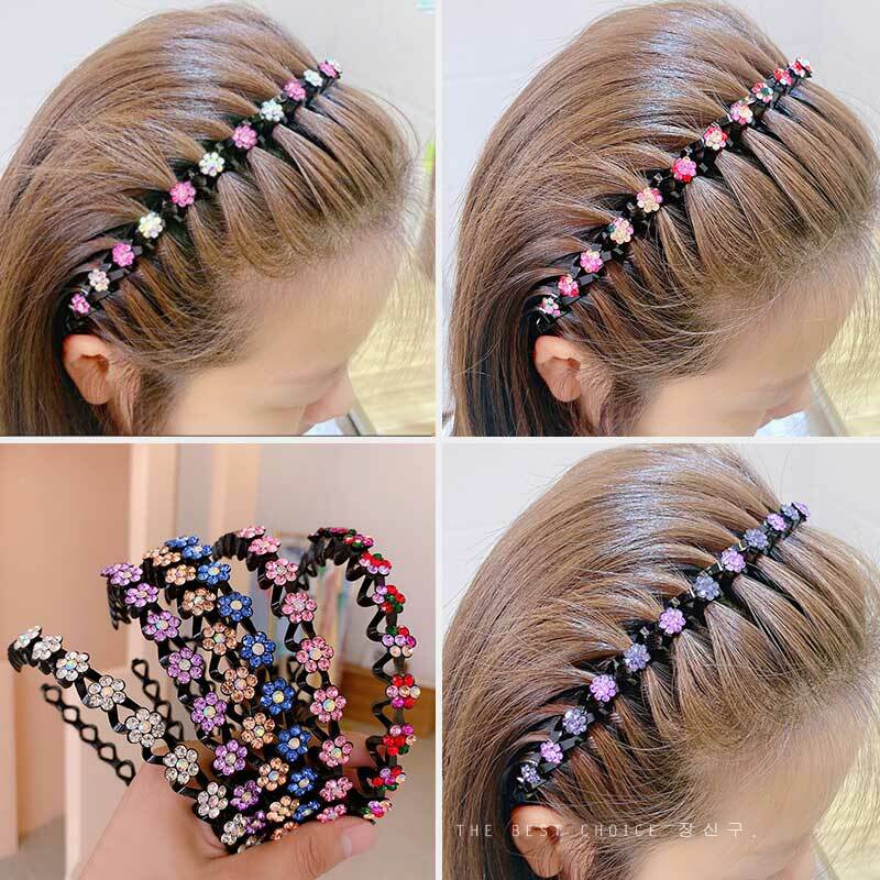 Bando berlian imitasi anti selip, ikat kepala gelombang padat untuk wanita anak perempuan Bezel Fashion ikat rambut butik aksesoris rambut wanita