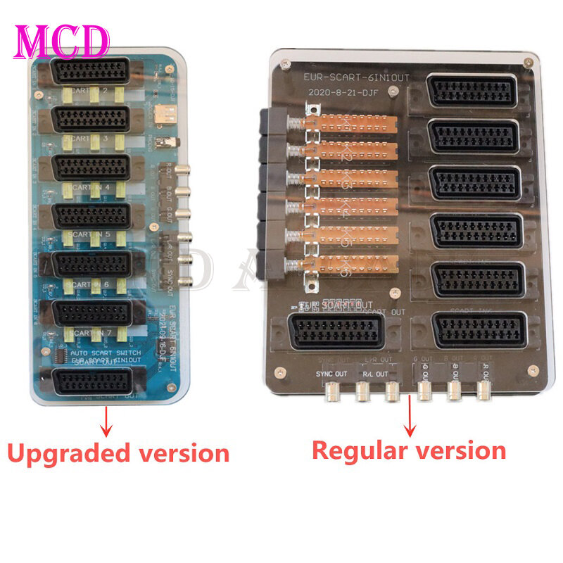 Acryl Shell Upgrade SCART Switcher 6 IN 1 HERAUS 6 SCART ( EUR ) IN und 1 AUS auto schalter 1 * SCART EUR ausgang + 1 * JAP SCART ausgang