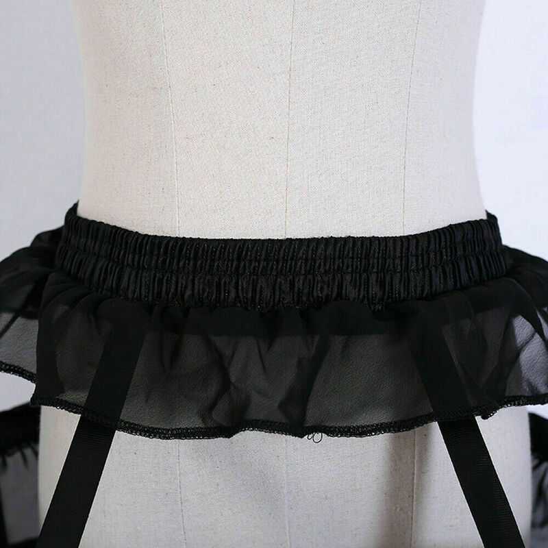 3 Hoop White Black Petticoat Skirt Lolita Short Underskirt Crinoline Adjustable
