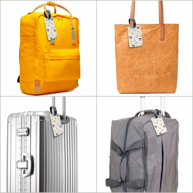 Kuromi-Étiquette de bagage Pochacco Pom Pom Purin Melody avec carte de visite, couverture de confidentialité, étiquette d'identification pour valise de voyage