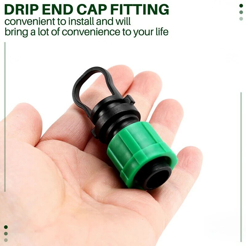Drip Irrigation Tubing End Cap Plug 1/2 Inch Universal End Cap Fitting, For With 16Mm Drip Tape Tubing Sprinkler System