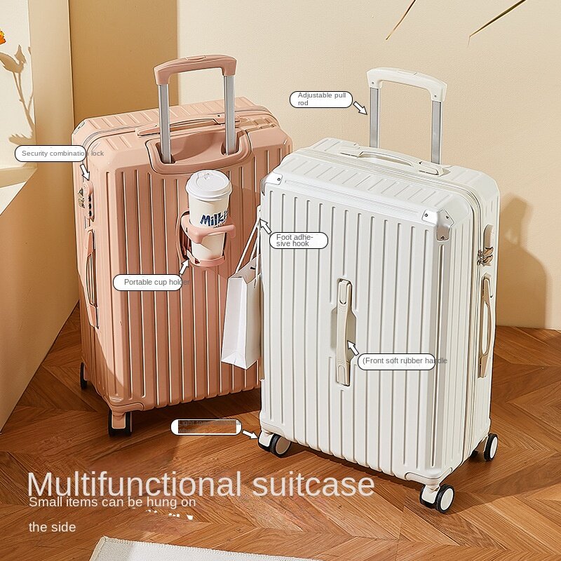 Caixa de bagagem multifuncional unissex, carrinho, mala de embarque, novo código de viagem, grande capacidade, 24, 20 ", tendência