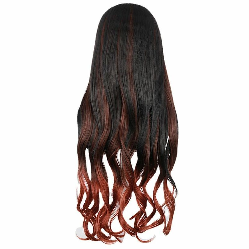 Bando rambut panjang gradien celup coklat Anime bando serat suhu tinggi lucu anak perempuan wig sintetis pesta sehari-hari rambut Pelucas