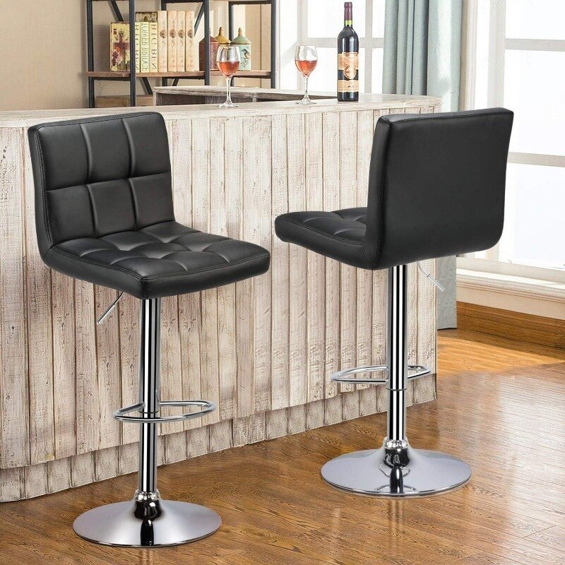 Moderno ajustável PU Leather Bar Stools, Cadeiras Ilha Cozinha, Barstools Counter Altura, cadeira giratória, 30 polegadas, X-Large Base
