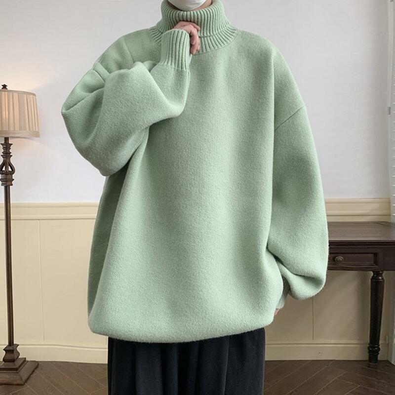 Maglieria da uomo classica maglione dolcevita con collo alto da uomo Pullover lavorato a maglia caldo per l'autunno inverno morbido addensato di media lunghezza
