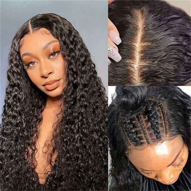 Deep Wave 13x6 HD Transparent Lace Front Human Hair Wigs Lace Frontal Cury Human Hair Pre Plucked Bleached Knots Deep Curly Wigs