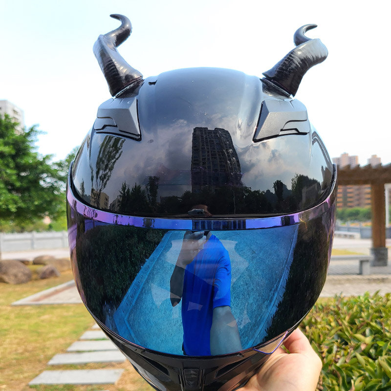 Creatieve Persoonlijkheid Motorfiets Elektrische Helm Decoratie Duivel Hoorns Motorhelm Accessoires Stickers Cosplay Styling