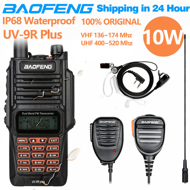 Baofeng UV-9R Plus Ip68 Étanche Walperforated Talkie Radio Bidirectionnelle touristes Bande Déterminer Longue Portée UV9R CB Ham Portable Radio 10W Haute