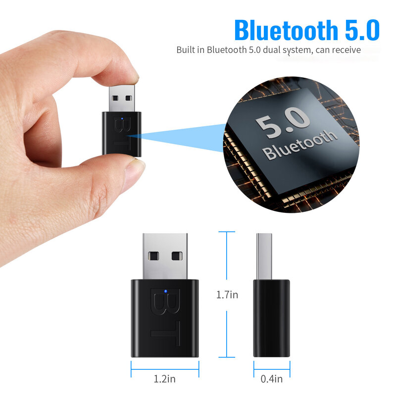 Bluetoothレシーバー,ミニUSB 3.5mm,自動mp3音楽,ドングル,ワイヤレスキーボード用アダプター,fmラジオスピーカー