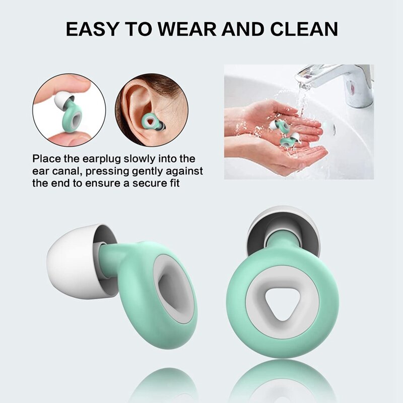 Tampões auditivos de silicone flexíveis para dormir, cancelamento de ruído, proteção auditiva super macia e reutilizável