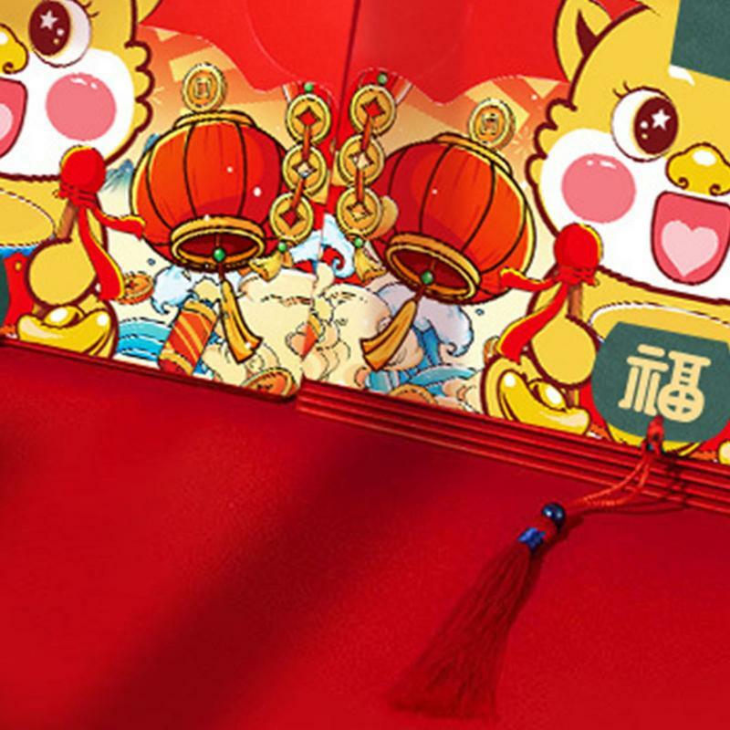 National Tide-Sac enveloppe rouge créatif, année du dragon, optique pliante, festival du printemps, argent porte-bonheur, fournitures, 2024
