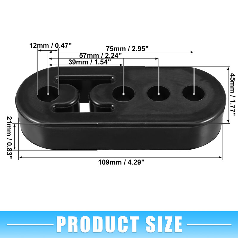 Uxcell-preto escapamentos de borracha para carro, com 4 furos, 12mm, tamanho do furo, silenciador, montagem, 2 ou 4pcs