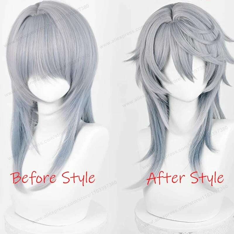 Honkai:Star Rail Sunday Cosplay Wig 52cm Gray Blue Gradient Hair Anime HSR Cosplay Heat Resistant Synthetic Wigs