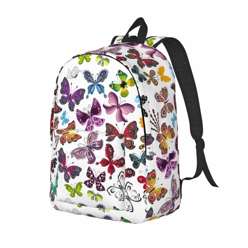 Ransel pola kupu-kupu, tas sekolah dasar kuliah, tas buku kupu-kupu warna-warni, tas harian Remaja dengan saku