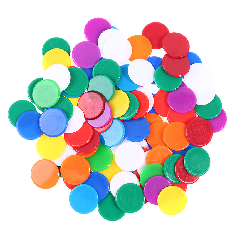 100 buah penghitung warna transparan hitung Chip Bingo penghitung persediaan plastik