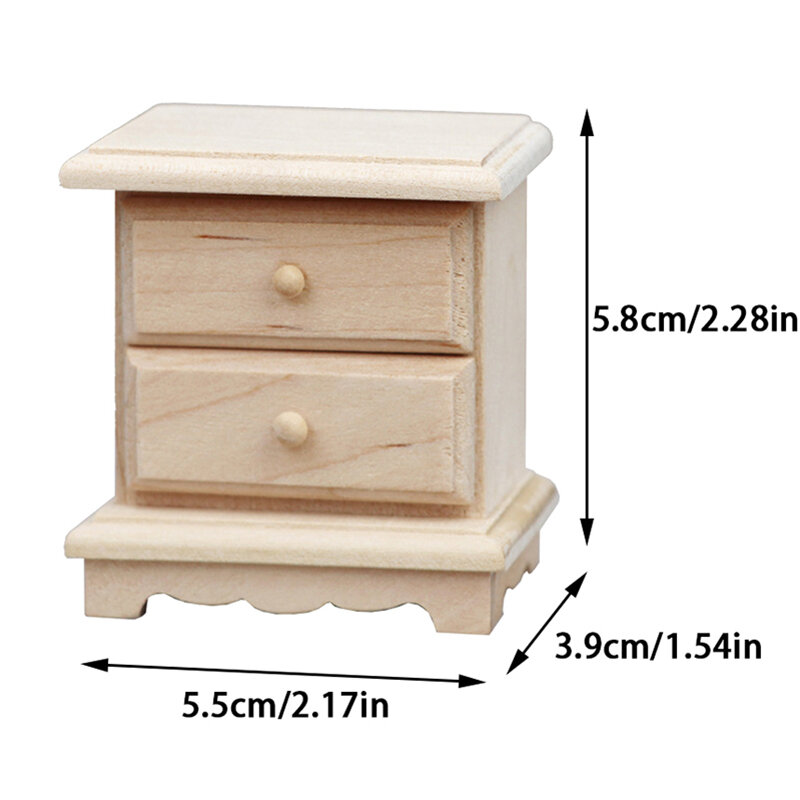 1/12 Dollhouse Miniature Bedroom Bedside Table Storage Multi Layer Drawer Cabinet Model DIY Doll House Decor Accessories