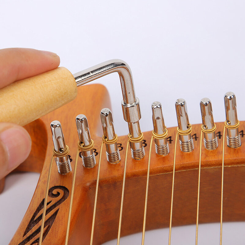 Lyre Harp Tuning Wrench Tuner Lever Lyre Tuner Adjustment Tool Wooden Handle  L-shape Square Wrench Lyre Repair Tools