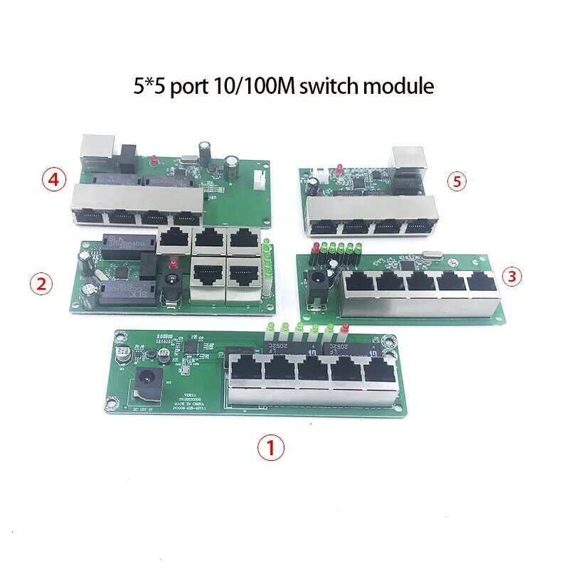 Módulo PBCswitch Mini PBC OEM, tamaño mini, 5V-12V, puertos, interruptores de red, placa Pcb, mini Módulo de interruptor ethernet, 10/100Mbps