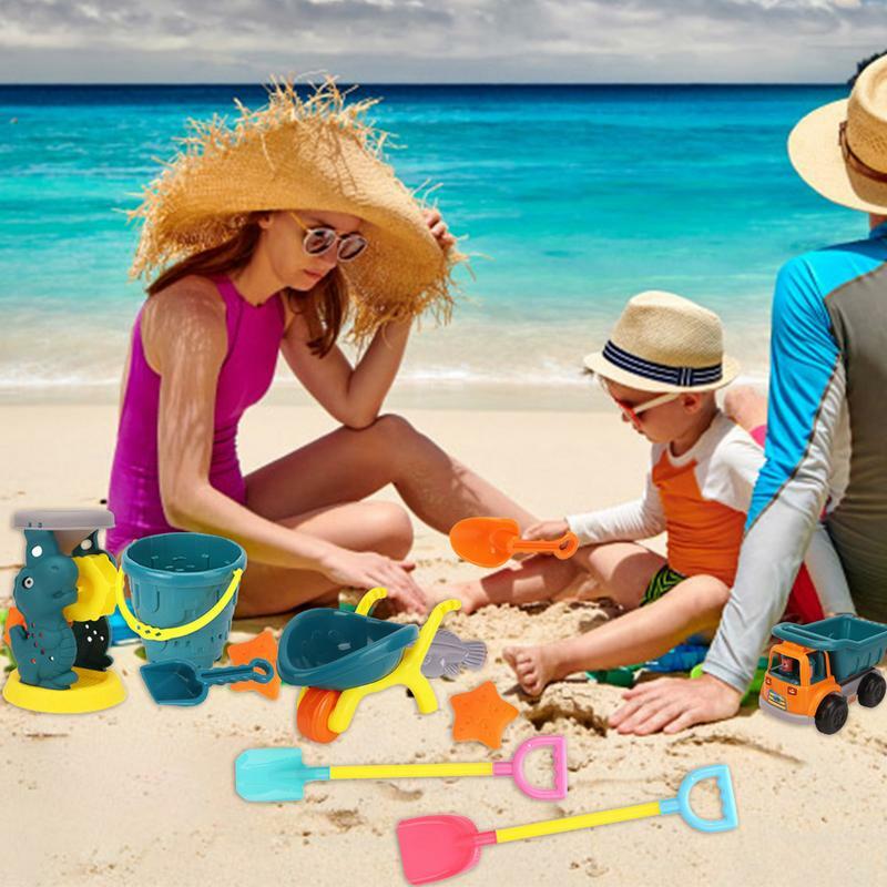 Conjunto de brinquedos de praia para crianças, brinquedos de areia com balde de praia, kit de ferramentas para pás