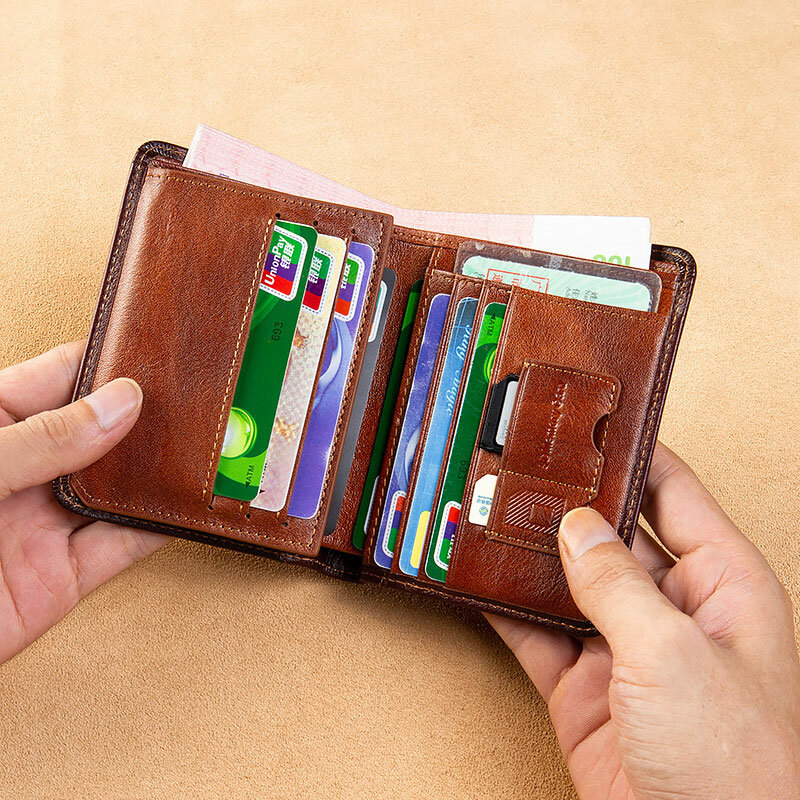 Billeteras de cuero genuino para hombre, cartera masculina de alta calidad con estampado de símbolos vikingos, tarjetero corto, monedero de marca de lujo