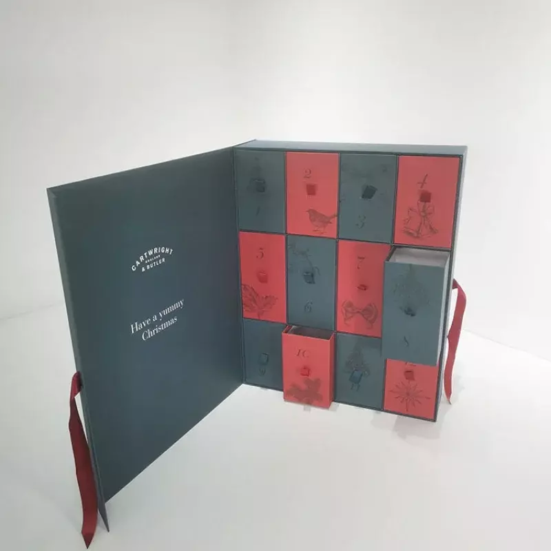 크리스마스 카운트다운 디자인 강림절 달력 상자, 맞춤형 제품, 12 일 새해 음식 견과류 장식 스킨 케어 화장품