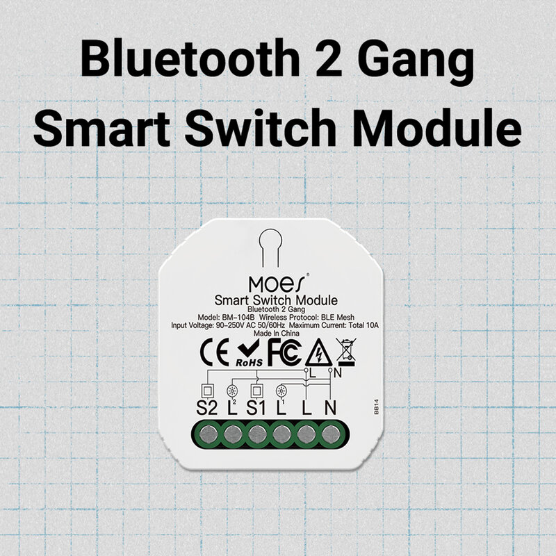 MOES-Tuya 스마트 블루투스 1 갱/2 갱 스위치 모듈, DIY 라이트 브레이커 스마트 라이프 앱 제어, 알렉사 구글 홈 1/2Way 와 호환